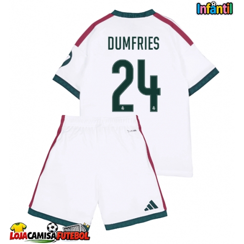 Camisa de Futebol Real Madrid Denzel Dumfries #24 Equipamento Principal Infantil 2026-27 Manga Curta (+ Calças curtas)